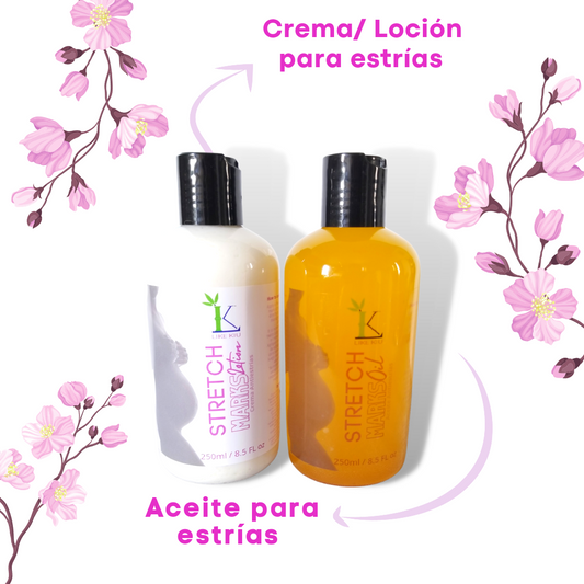 Anti-stretch mark oil and cream duo